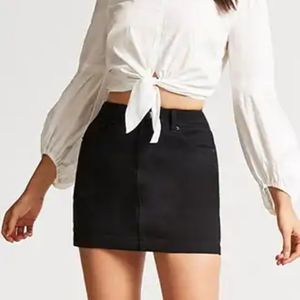 Forever21 black denim mini skirt